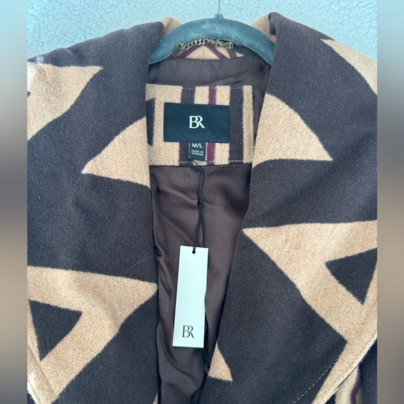 NWT Banana Republic Vilama Print Fall Wool Wrap Coat in Malbec Rad/Tan Size M/L - Picture 8 of 12